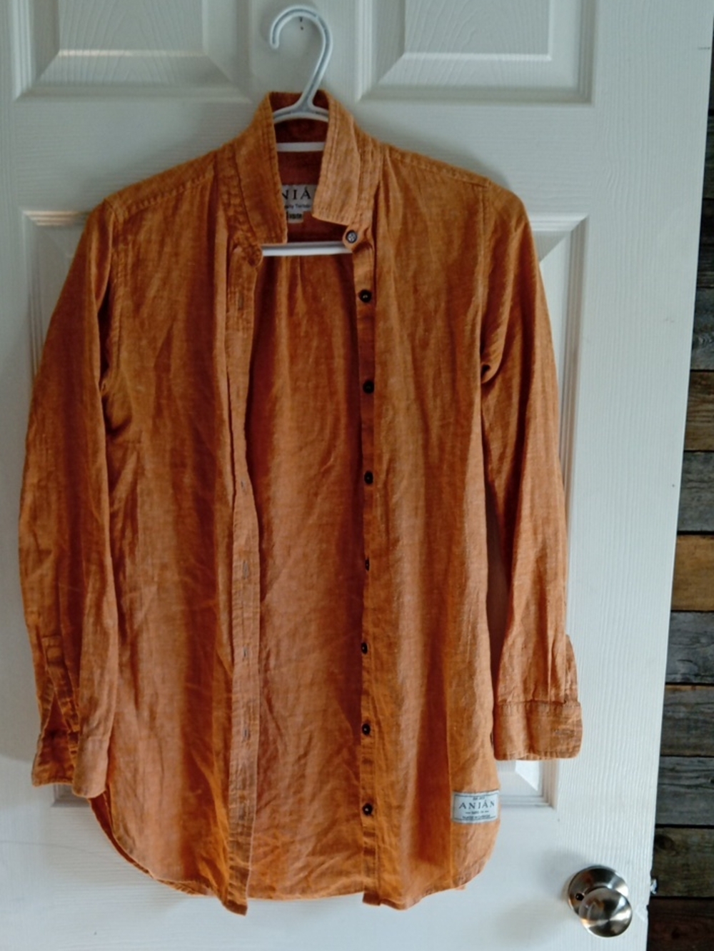 Rust Orange Long Sleeve Button-Up Shirt